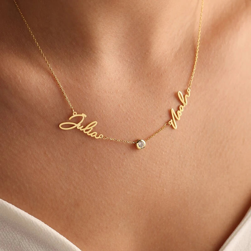 Personalized Custom Name Necklace Stainless Steel Hang Multiple Letter Pendant Chain