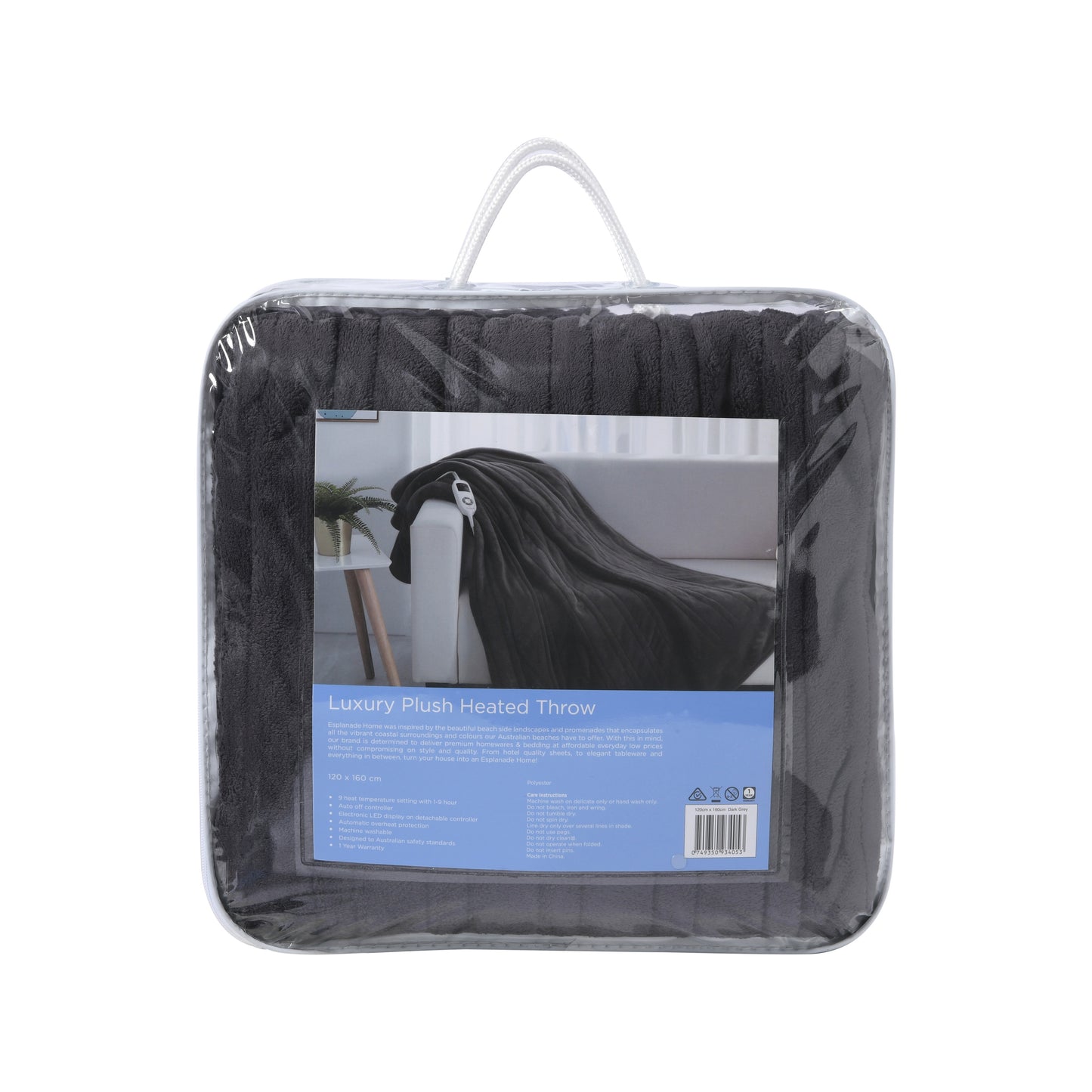 Home Luxury Heated Throw Dark Grey