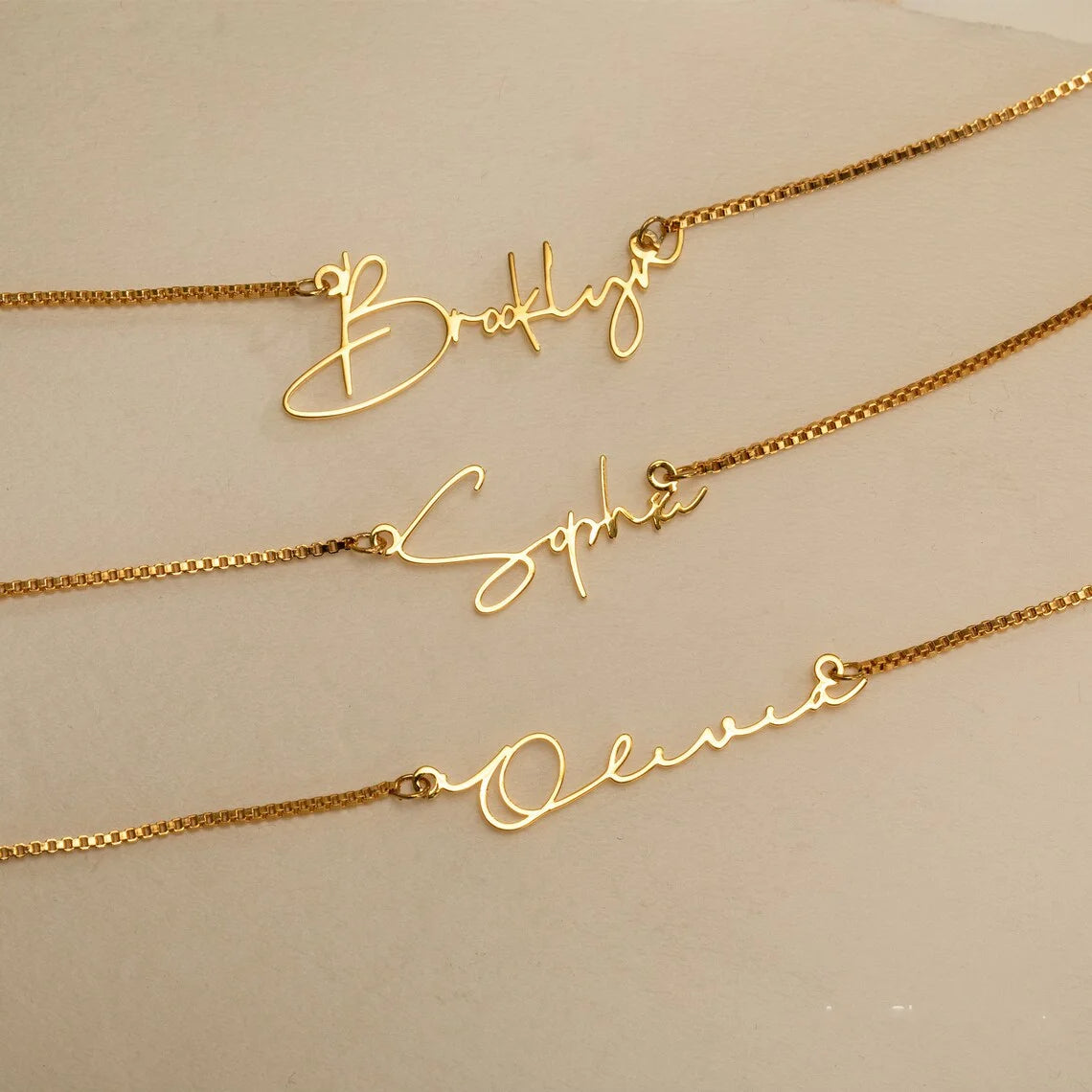 Personalised Gold & Silver Rose Gold Name Necklace Chain With Box