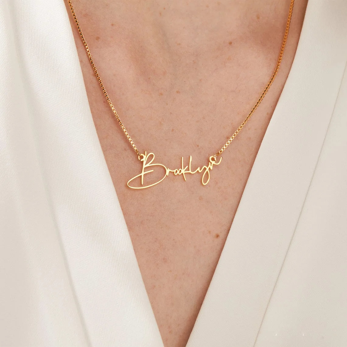 Personalised Gold & Silver Rose Gold Name Necklace Chain With Box