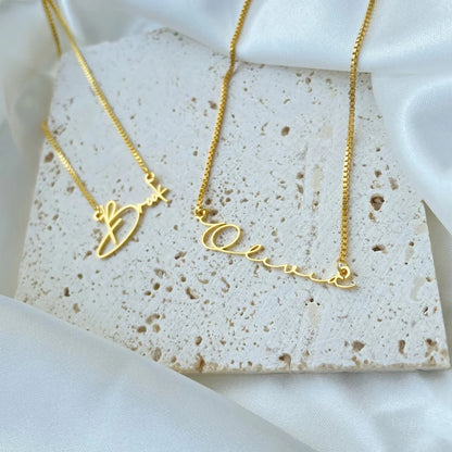 Personalised Gold & Silver Rose Gold Name Necklace Chain With Box