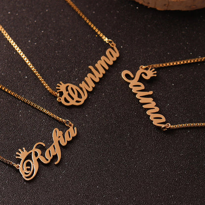 Personalised Gold & Silver Rose Gold Name Necklace Chain With Box