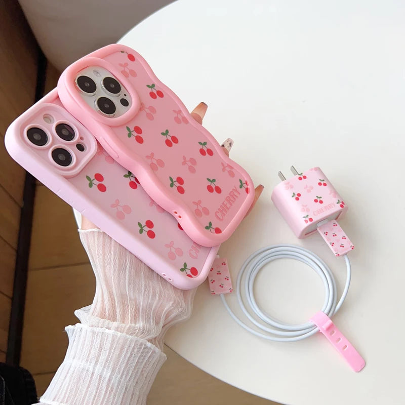 Cherry Apple Charging Protective Case Set for IPhone