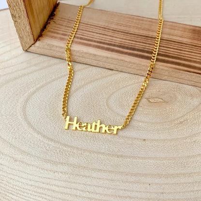 Customized Name Necklace for Women Mens Stainless Steel