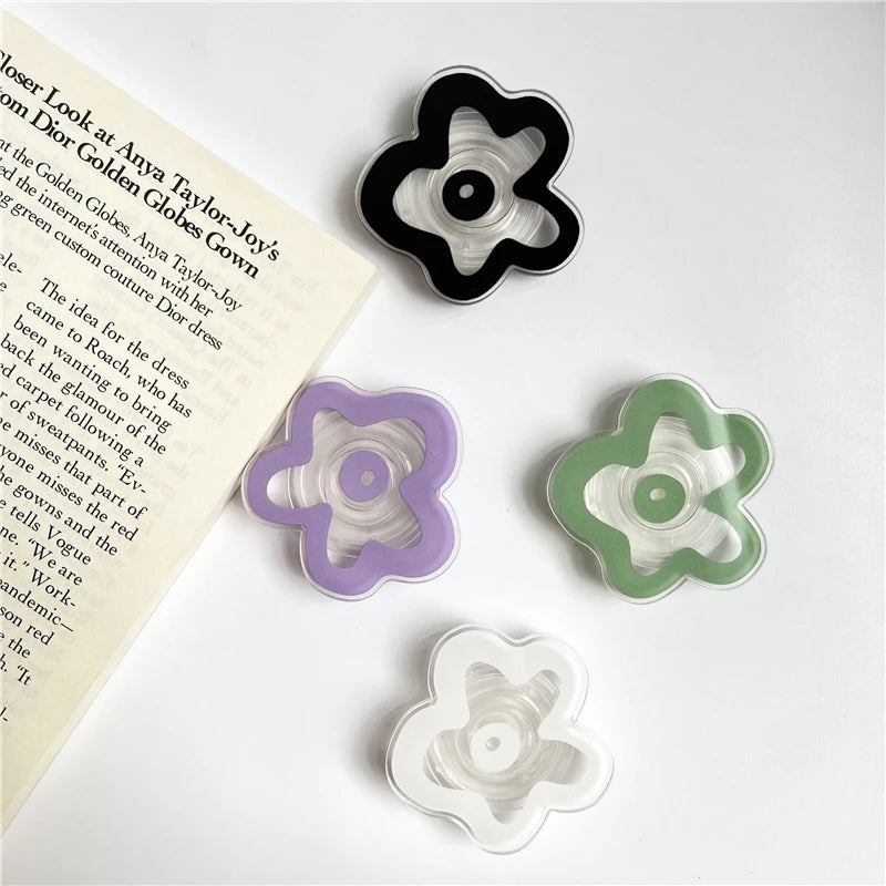 Cute Solid Color Flower Glossy Foldable Socket Pocket Phone Holder - Cover Crush