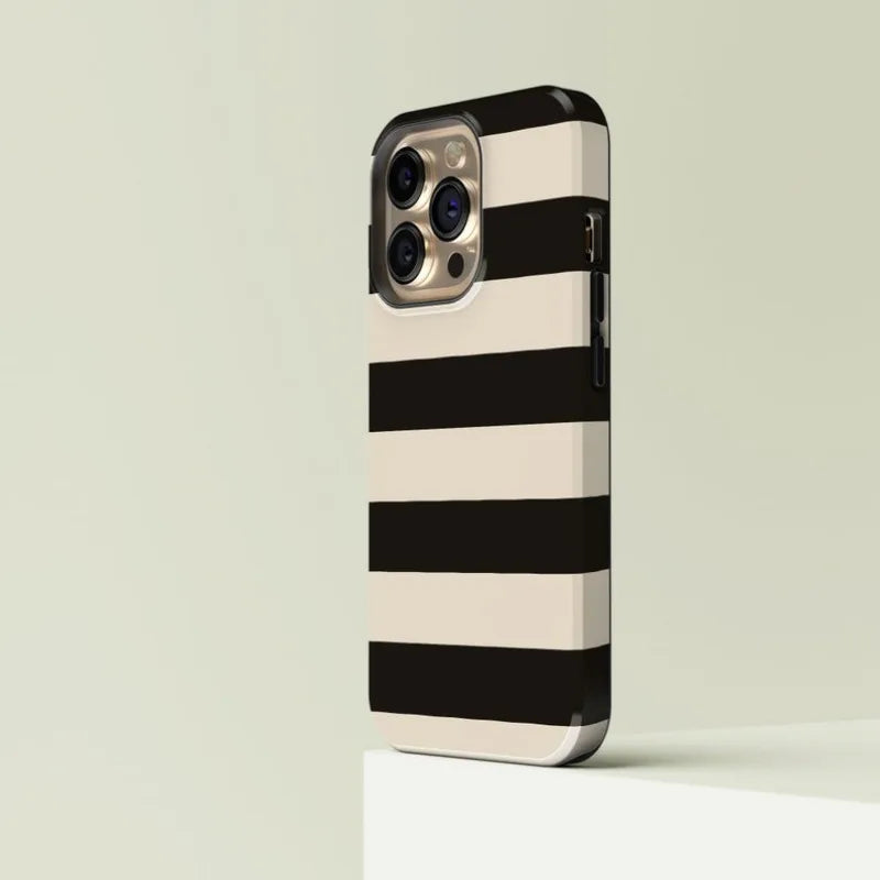 Striped Black with Case For IPHONE