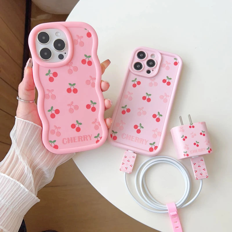 Cherry Apple Charging Protective Case Set for IPhone