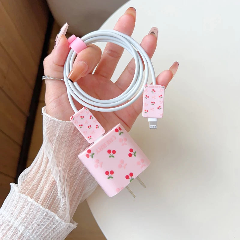 Cherry Apple Charging Protective Case Set for IPhone