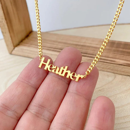Customized Name Necklace for Women Mens Stainless Steel