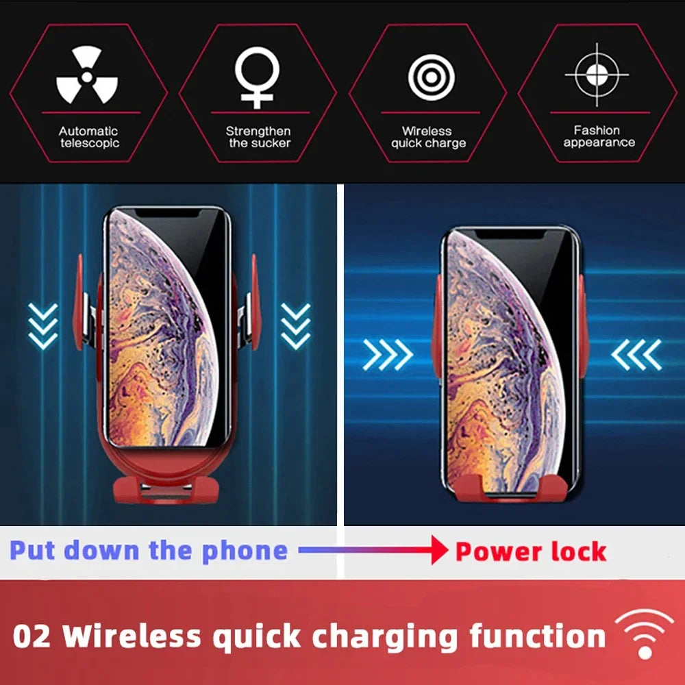 Wireless Charger Car Phone Holder Smart Infrared Sensor Air - Cover Crush