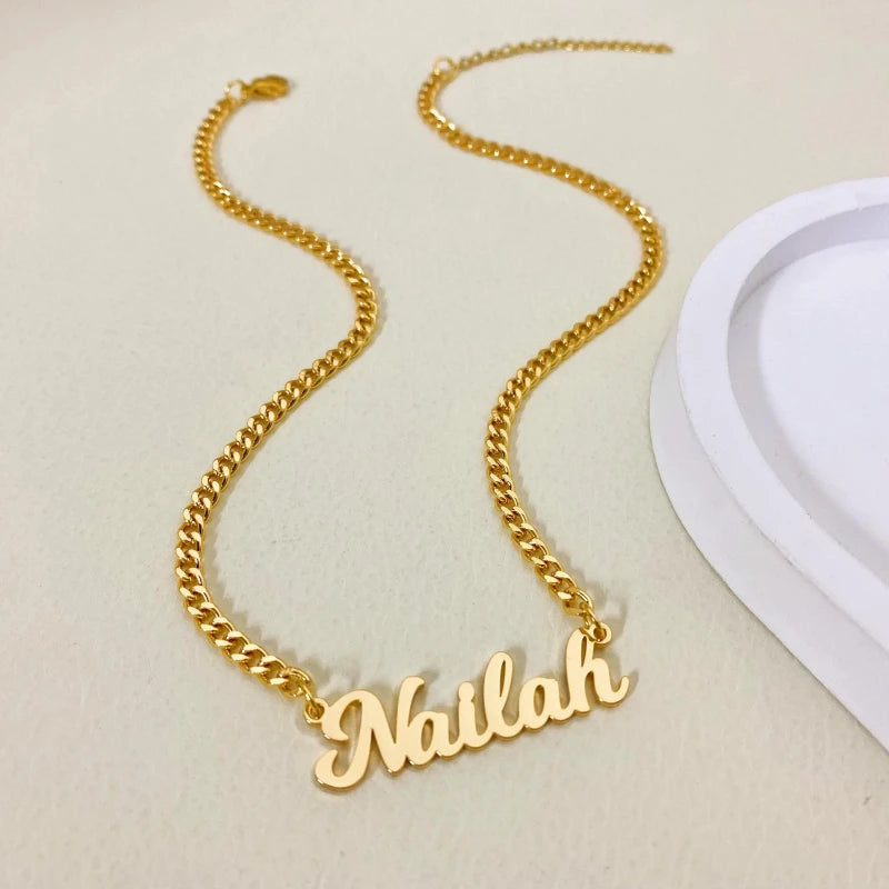 Customized Name Necklace Personalized Stainless Steel Cuban Chain