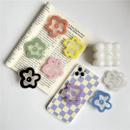 Cute Solid Color Flower Glossy Foldable Socket Pocket Phone Holder - Cover Crush