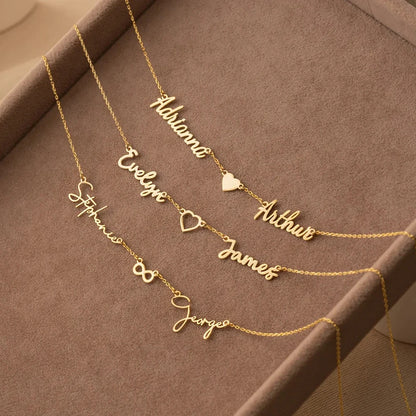Lemegeton Customized Name Necklace Custom Multiple Name Pendant Stainless Steel