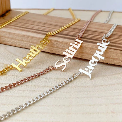Customized Name Necklace for Women Mens Stainless Steel