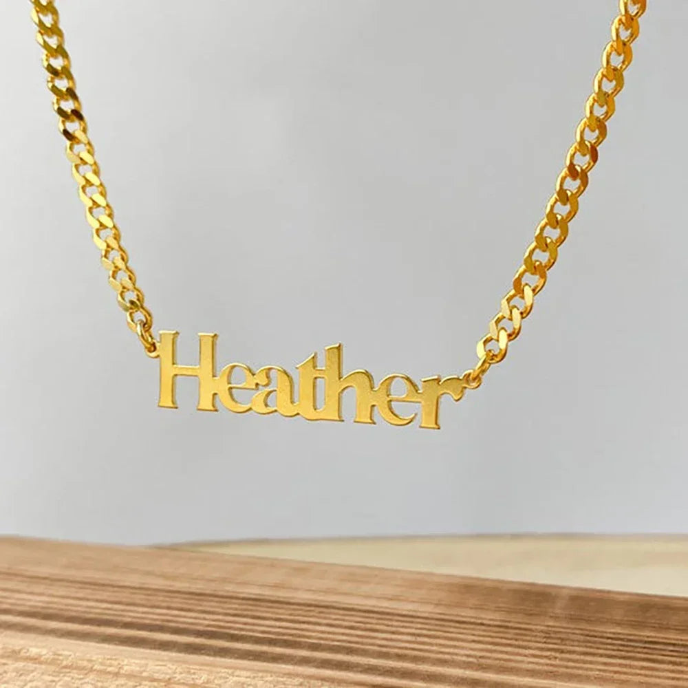 Customized Name Necklace for Women Mens Stainless Steel
