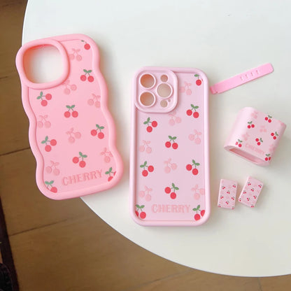 Cherry Apple Charging Protective Case Set for IPhone