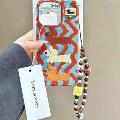 Cartoon Striped Sausage Dog Phone Case For iPhone
