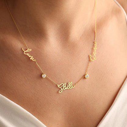 Personalized Custom Name Necklace Stainless Steel Hang Multiple Letter Pendant Chain