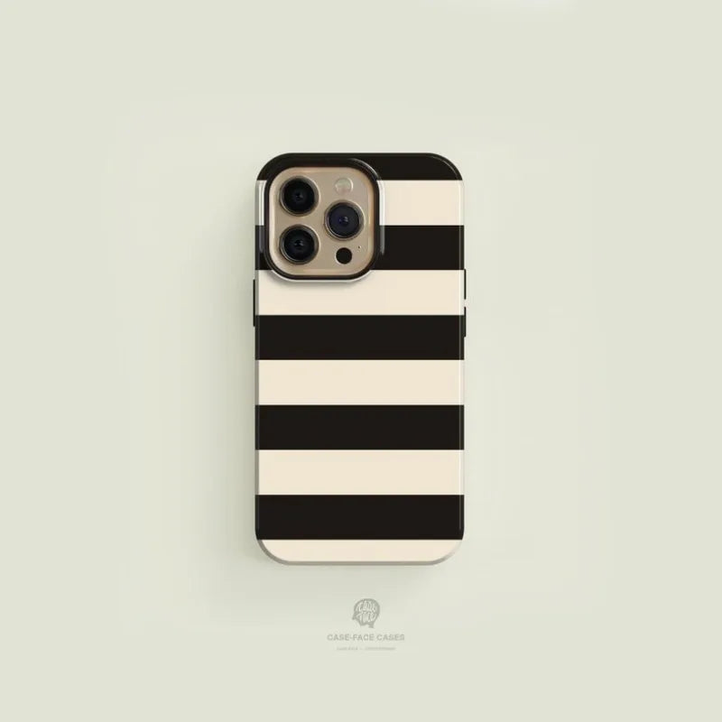 Striped Black with Case For IPHONE