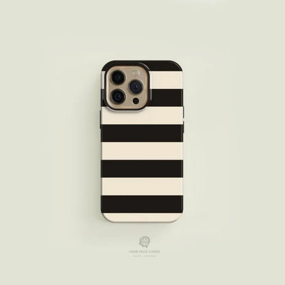 Striped Black with Case For IPHONE