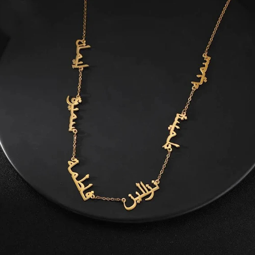 Lemegeton Customized Name Necklace Custom Multiple Name Pendant Stainless Steel