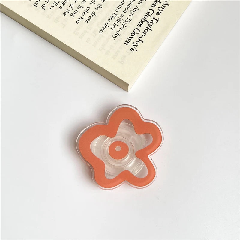 Cute Solid Color Flower Glossy Foldable Socket Pocket Phone Holder - Cover Crush