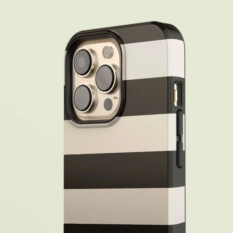 Striped Black with Case For IPHONE