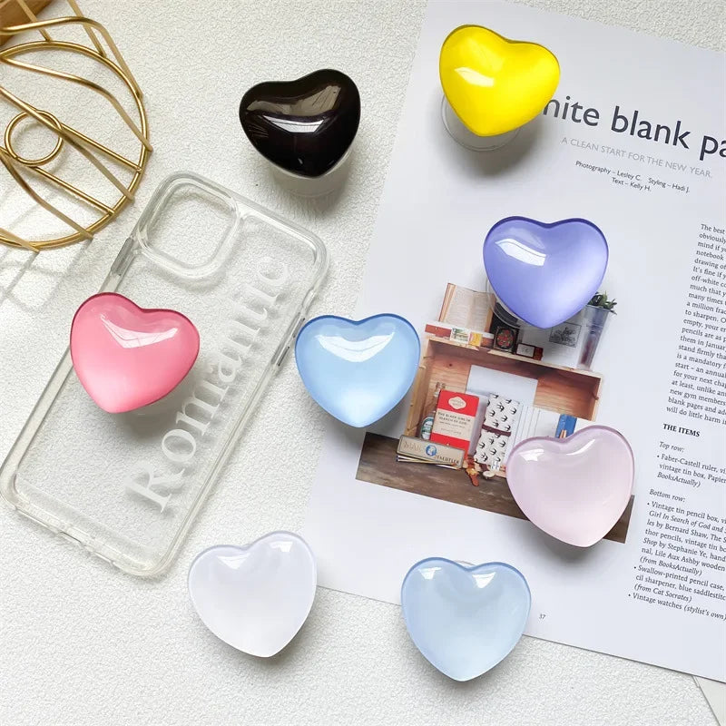 Heart Shape 3D Crystal Foldable Finger Ring Griptok Phone Holder - Cover Crush
