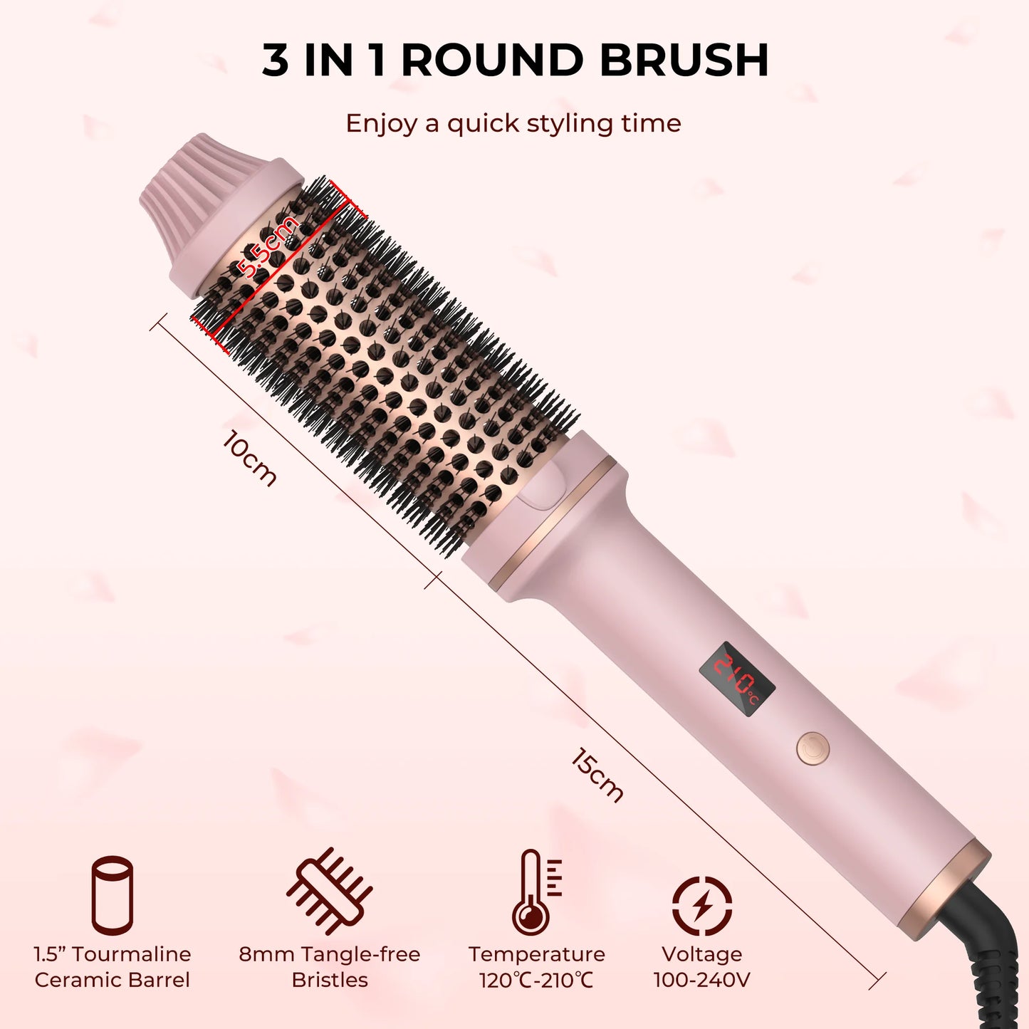 Hair Thermal Brush Rose pink