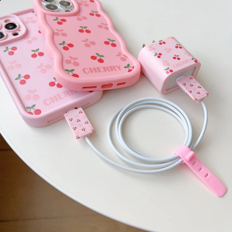 Cherry Apple Charging Protective Case Set for IPhone