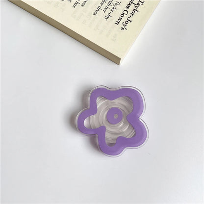 Cute Solid Color Flower Glossy Foldable Socket Pocket Phone Holder - Cover Crush