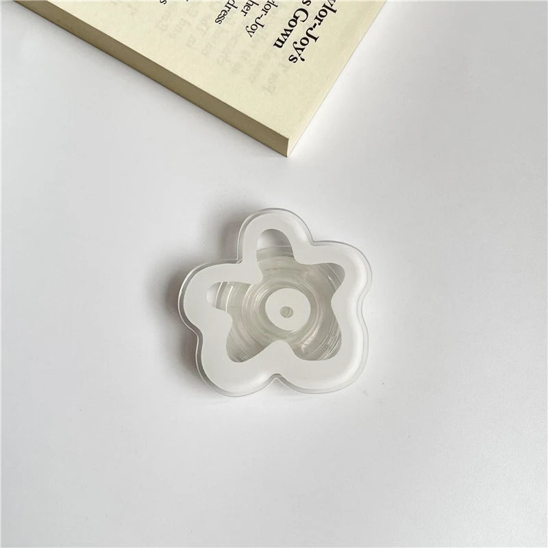 Cute Solid Color Flower Glossy Foldable Socket Pocket Phone Holder - Cover Crush