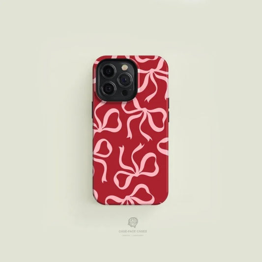 Pink Bows on Red Case For IPHONE