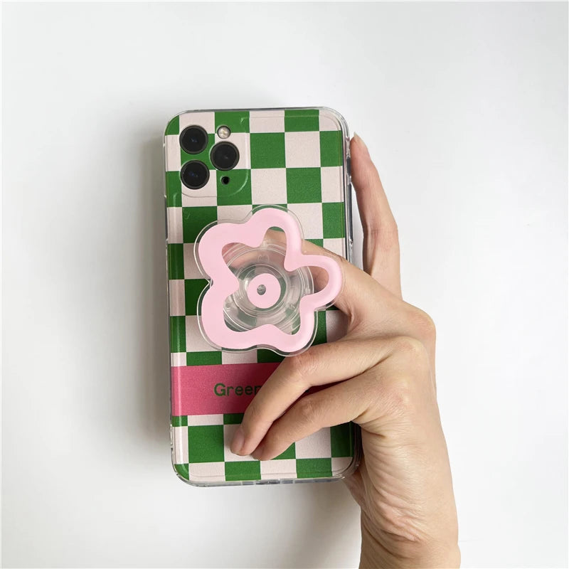 Cute Solid Color Flower Glossy Foldable Socket Pocket Phone Holder - Cover Crush