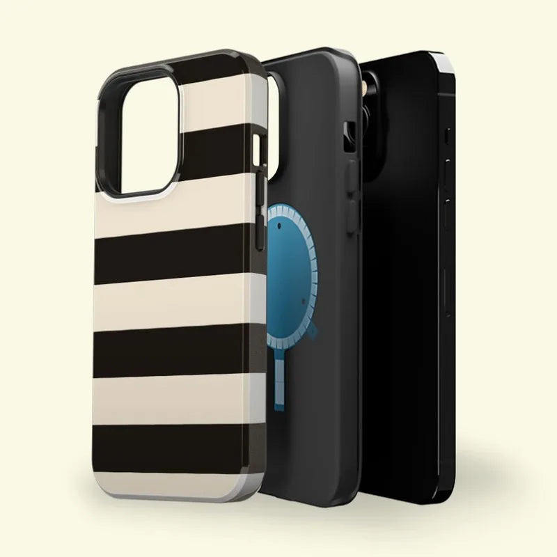 Striped Black with Case For IPHONE