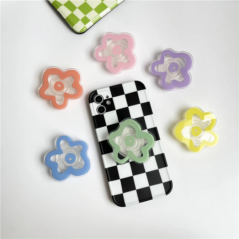 Cute Solid Color Flower Glossy Foldable Socket Pocket Phone Holder - Cover Crush