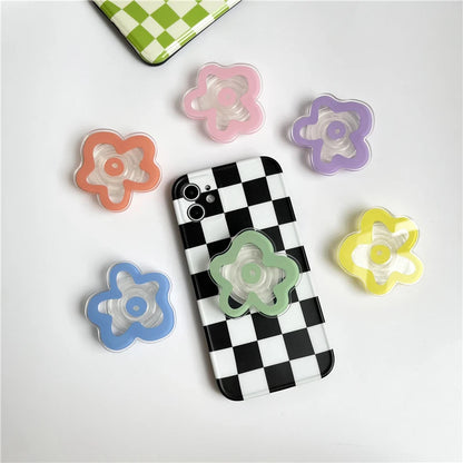 Cute Solid Color Flower Glossy Foldable Socket Pocket Phone Holder - Cover Crush