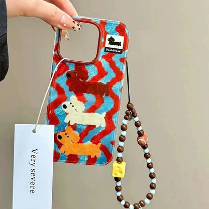 Cartoon Striped Sausage Dog Phone Case For iPhone