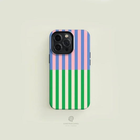 Bicolour Striped Blue Green Case For IPHONE