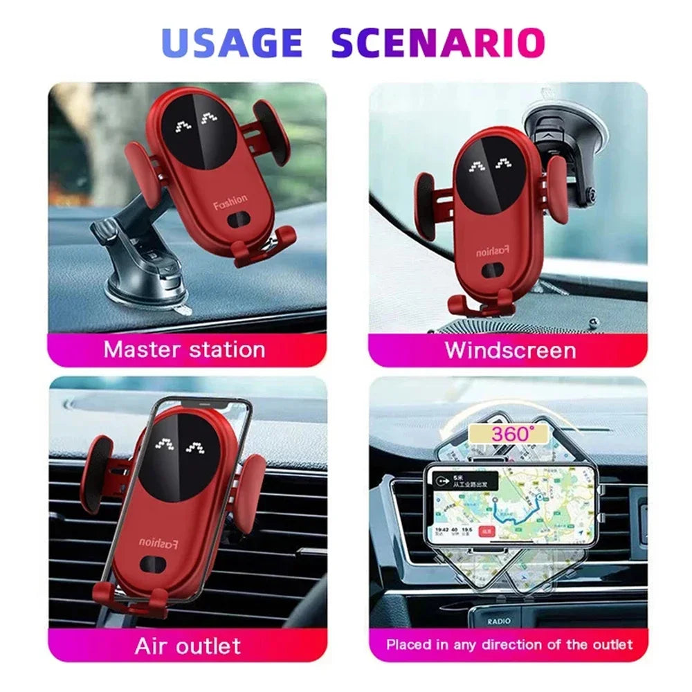 Wireless Charger Car Phone Holder Smart Infrared Sensor Air - Cover Crush