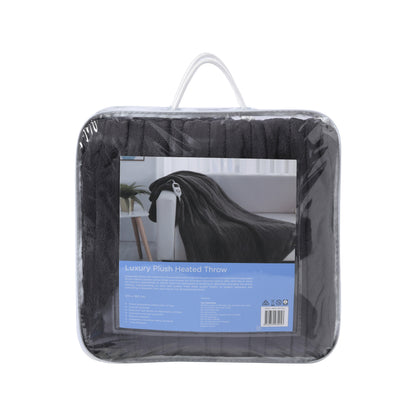 Home Luxury Heated Throw Dark Grey